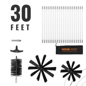 VEVOR 22 Pieces 30 FEET Dryer Vent Cleaner Kit, Include 3 Different Sizes Flexible Lint Trap Brush, Reinforced Nylon Duct Cleaning Dryer Vent Brush