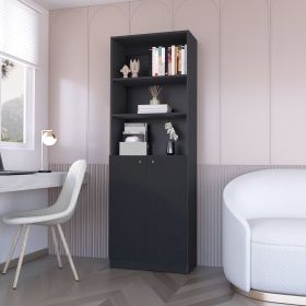 Sutton 2-Door Bookcase, Storage with Multi-Level Shelves and Double Door Design
