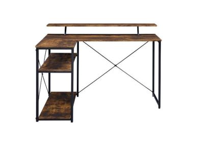 Drebo Writing Desk; Weathered Oak & Black Finish
