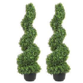 VEVOR 2 pcs. Artificial Boxwood Tower Topiary Spiral Artificial Plant 122cm high Decorative Plant Green Plastic PE Iron Topiary Plants incl. 10 pcs. R