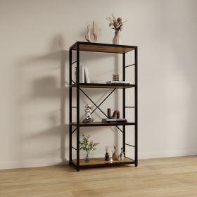 DFW Bookshelves and Bookcases,29.52INCH Wide Shelf 4-Tier Ladder Shelf 110lbs/shelf Vintage Industrial Style Bookcase for Bedroom Living Room Home