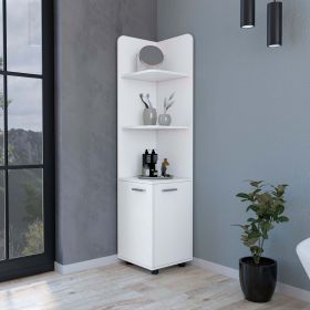 Sunriver Corner Shelf with Cabinet, 3-Tier Shelf, Metal Handles