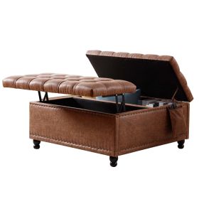 Storage Ottoman Bench Brown
