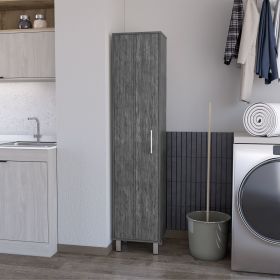 Lawen Tall Storage Cabinet, Single Door, 3 Broom Hangers