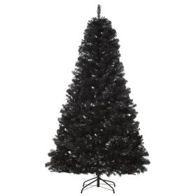7ft Artificial Christmas Tree Unlit Douglas Fir with Realistic Branches and 1346 Tips, Black Halloween Style