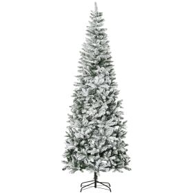 9ft Unlit Snow-Flocked Slim Pine Artificial Christmas Tree with Realistic Branches and 1084 Tips